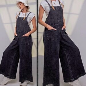 Easel Charcoal Wide-Leg Jumpsuit